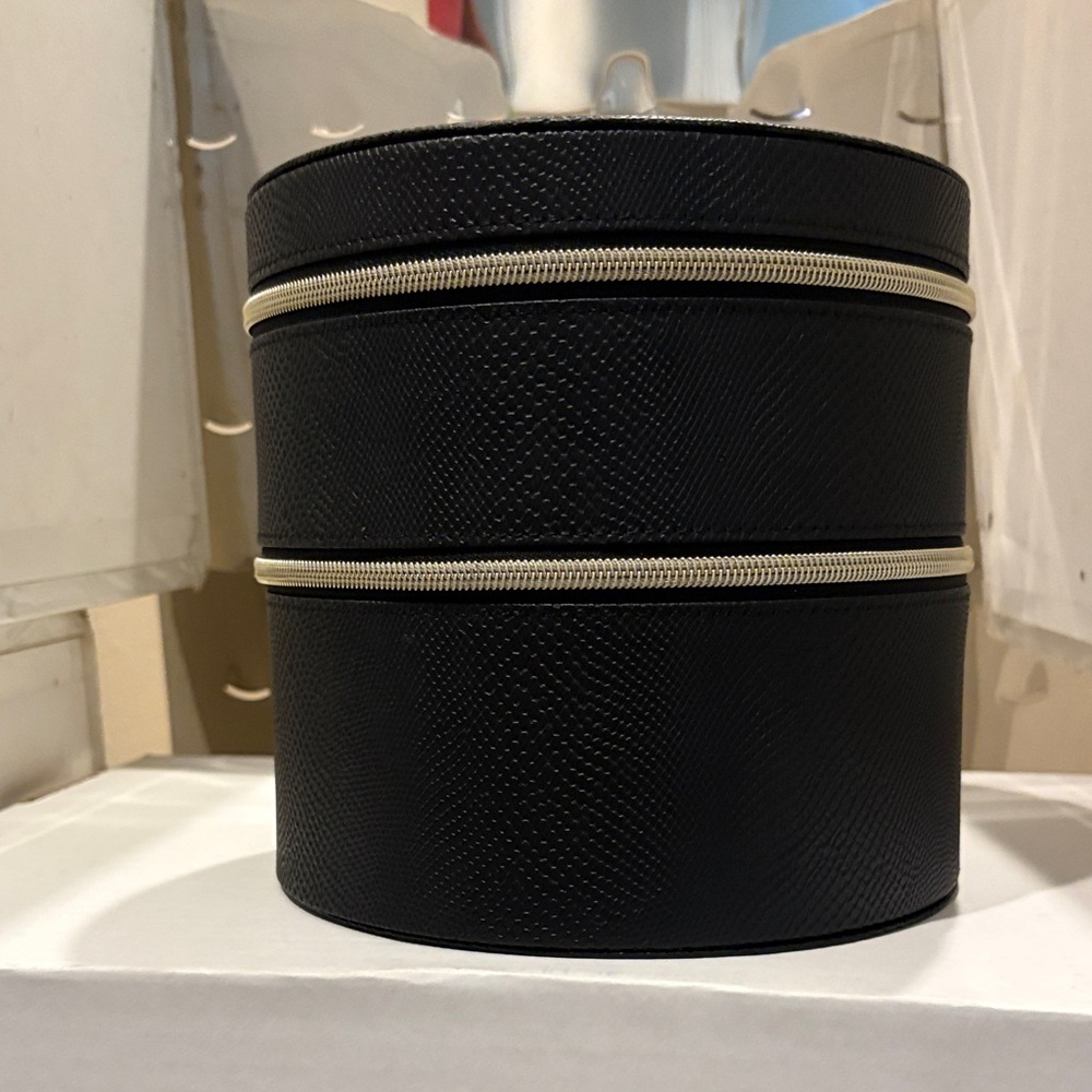 Lancome Black Textured Case with Silver Zippers